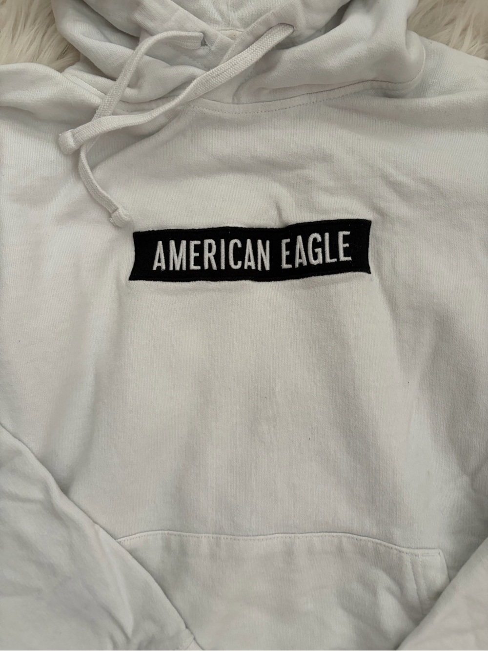 American Eagle Outfitters White Hoodie with Black Logo